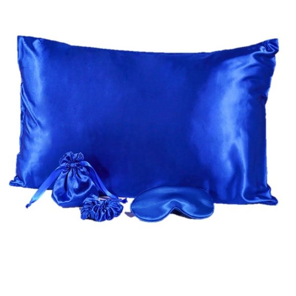 Silk Satin pillowcase with eye mask and hair scrunchie - Picture 1 of 1